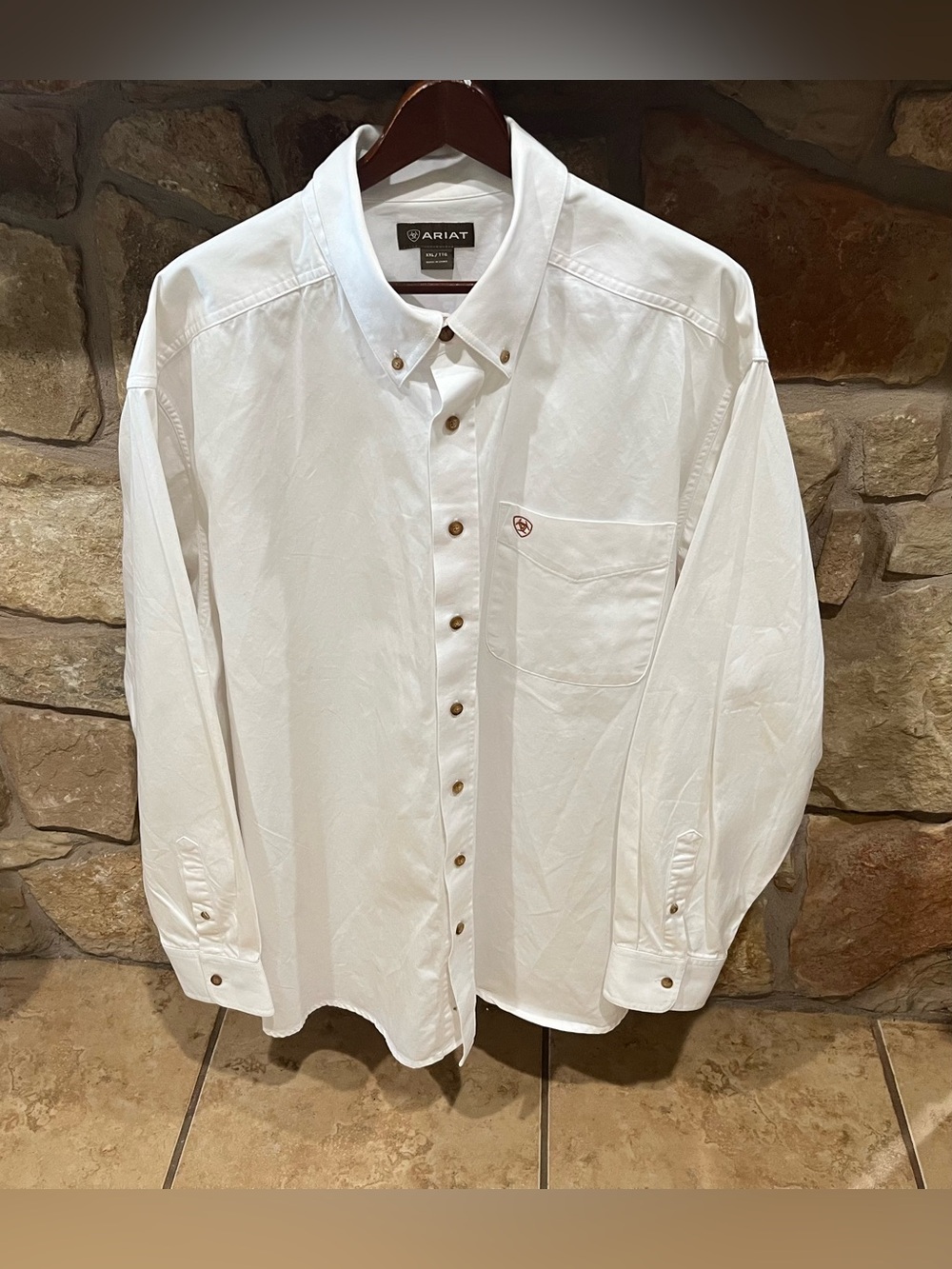 Ariat White Twill Button Down Shirt Men’s XXL Western Rodeo Cowboy